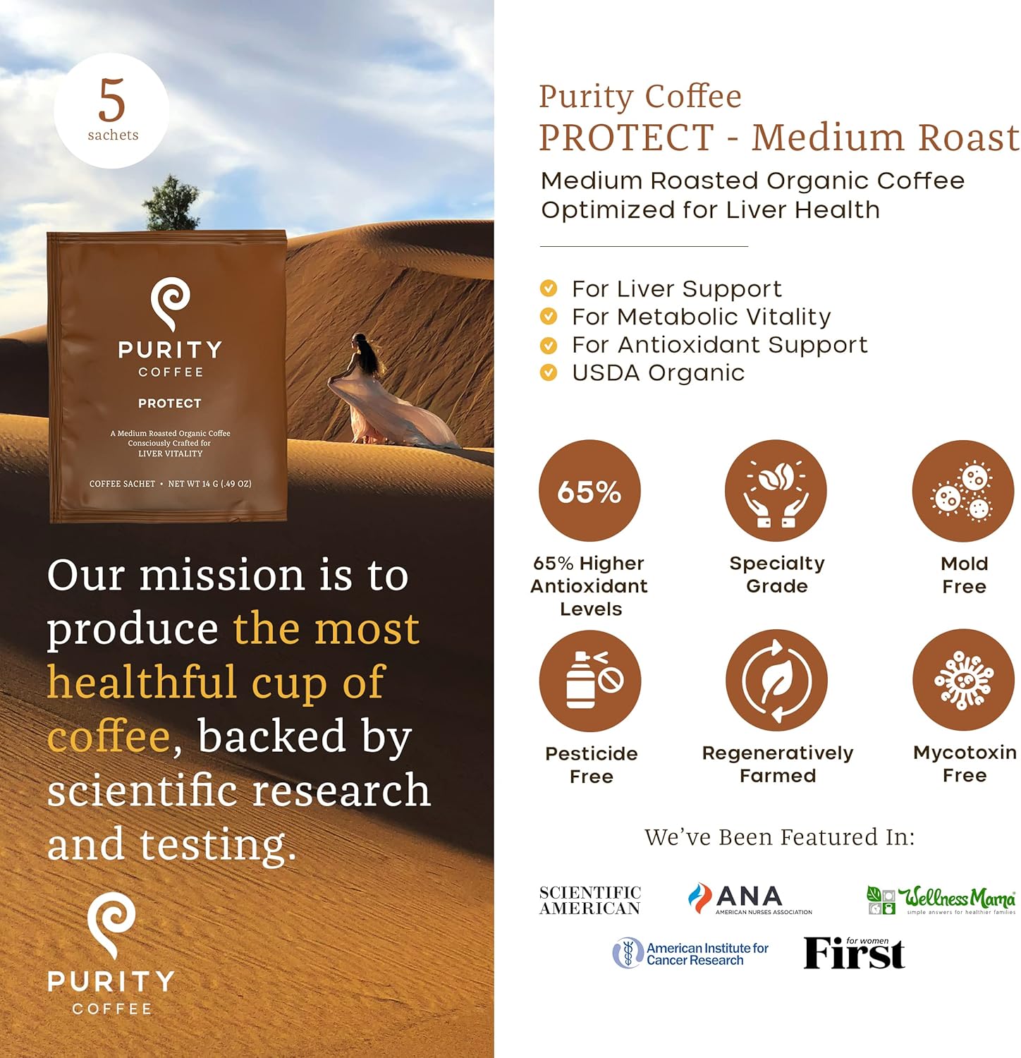 PROTECT: Light-Medium Roast –  Single-Serve Coffee Sachets – 5ct