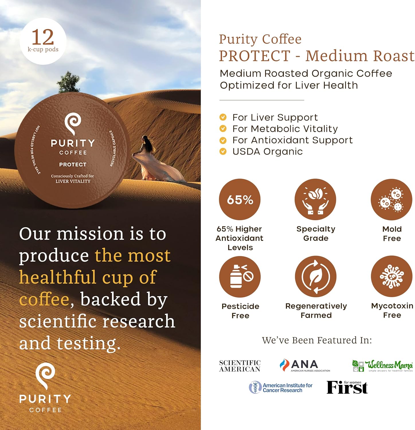 PROTECT: Light-Medium Roast - Single-Serve Coffee Pods - 12ct