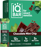 IQBAR Chocolate Mint Chip Plant Protein Bars – 12 Pack, 1.6 oz Each