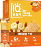 IQBAR Banana Nut Plant Protein Bars – 12 Pack, 1.6 oz Each