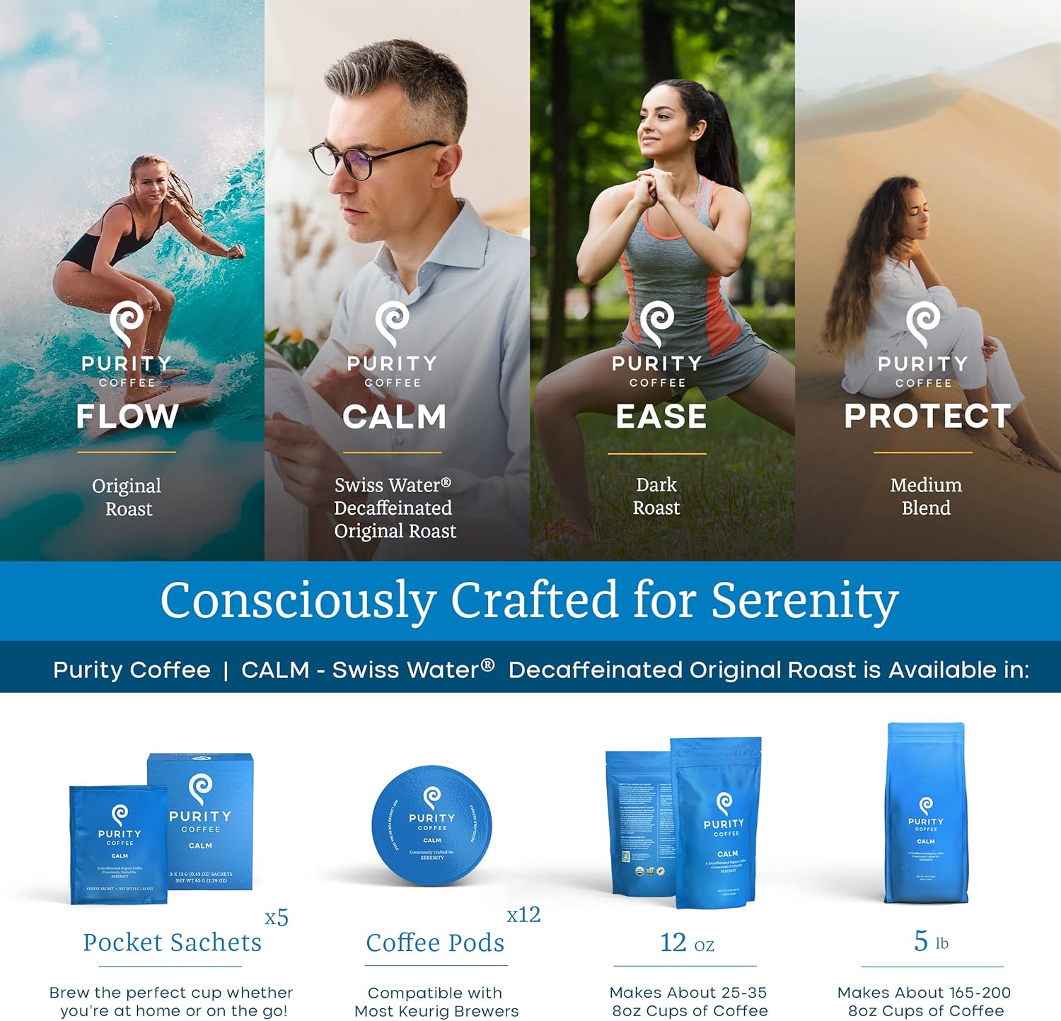 CALM: Decaf – Single-Serve Coffee Sachets – 5ct