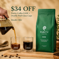 Purity EASE Whole Bean Coffee 2268g + 2 Double Wall Glass Cups