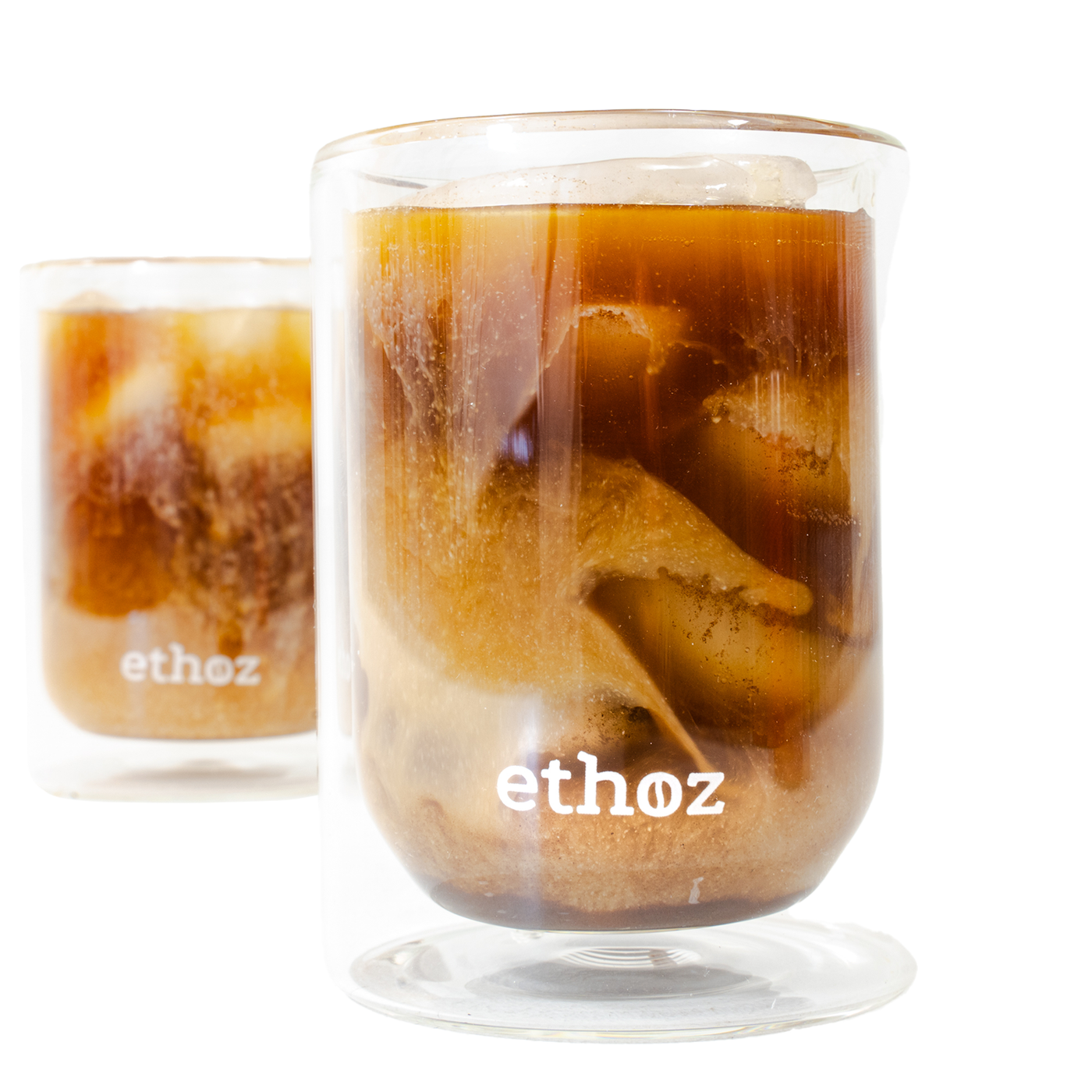 Double Wall Glass Cups - 8 oz Set of 2